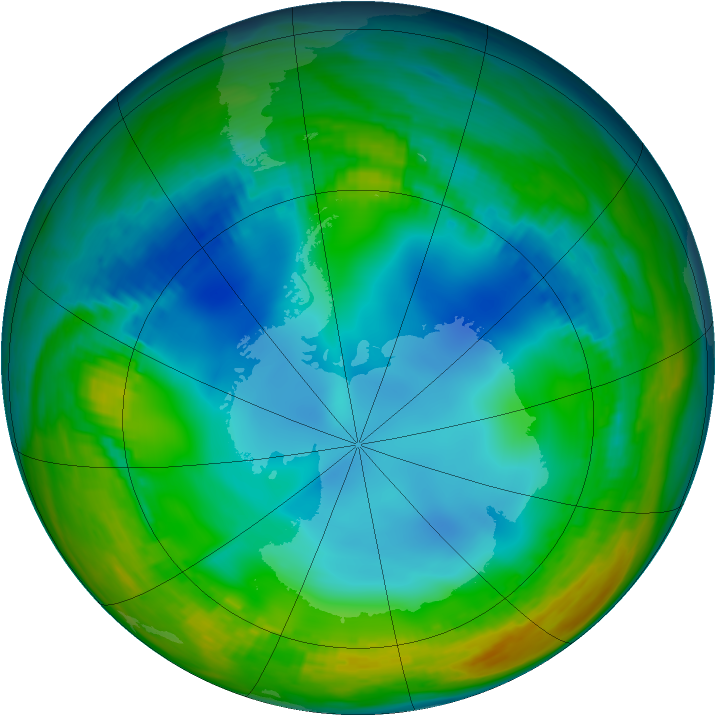 Antarctic ozone map for 02 June 1984